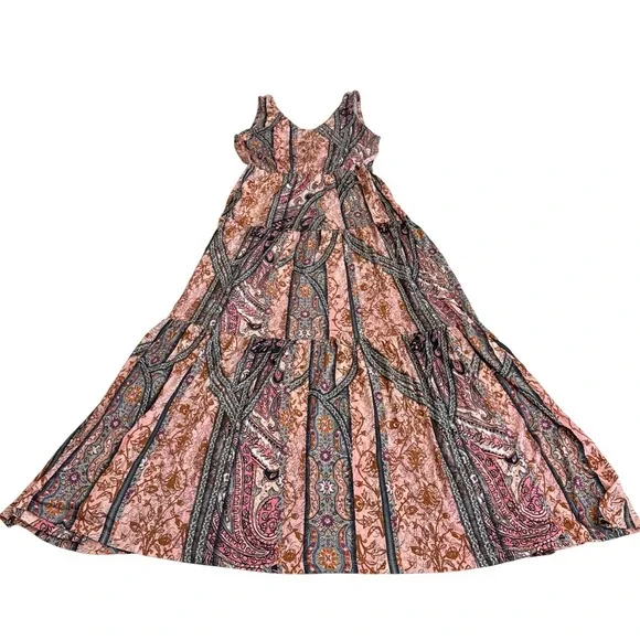 Venus Lascana Dress Womens Small Pink Paisley Boho Tiered Maxi Sleeveless - Picture 3 of 12